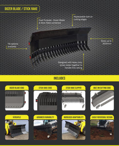 Stick Rake Dozer Blade 2100mm NORM Skidsteer